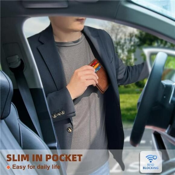 BULLIANT Slim Wallet Men Genuine Leather Front Pocket RFID Blocking Money Clip - Picture 6 of 8